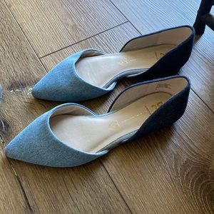 Two toned denim flats
